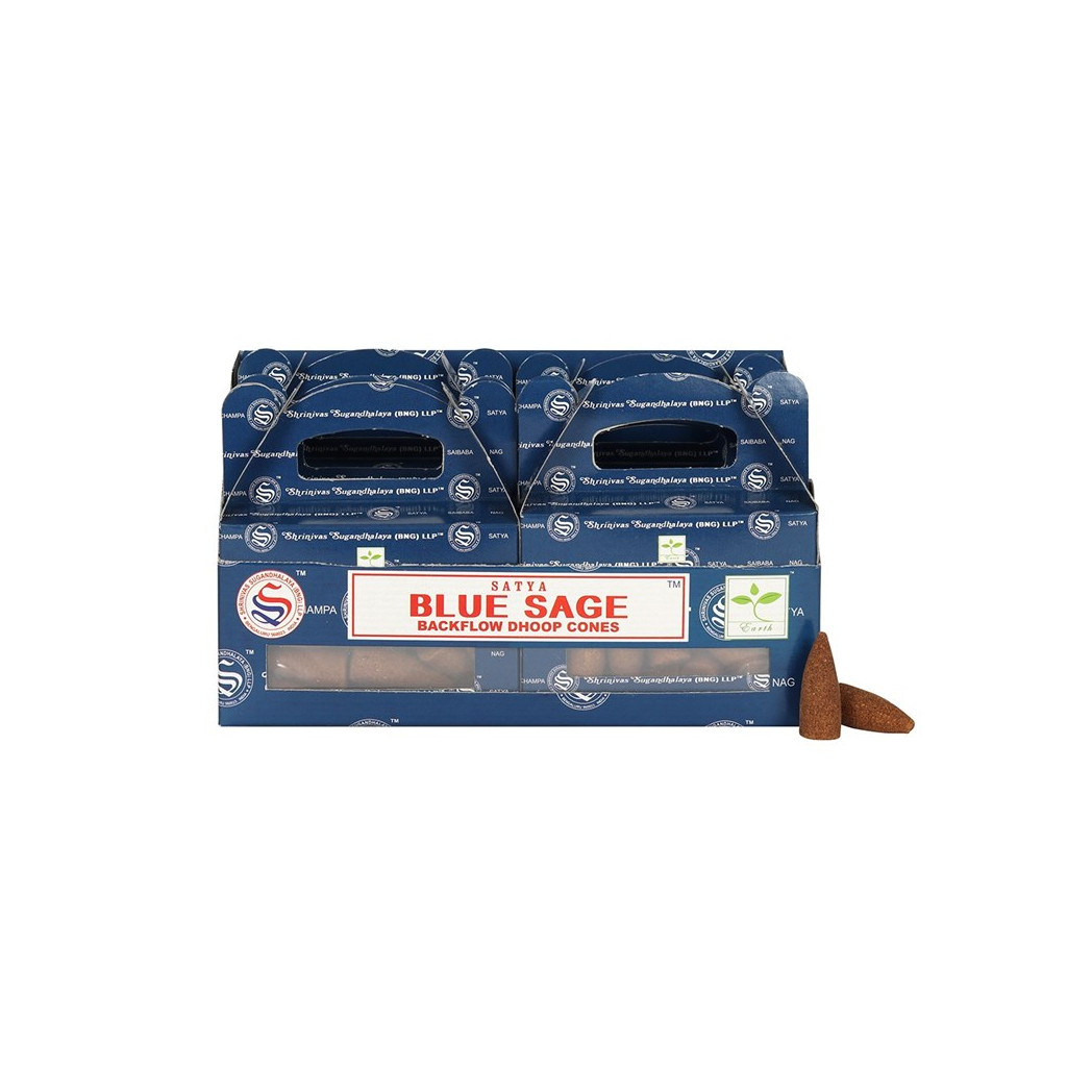 Satya Blue Sage Backflow Incense Cones - Set of 6 packs