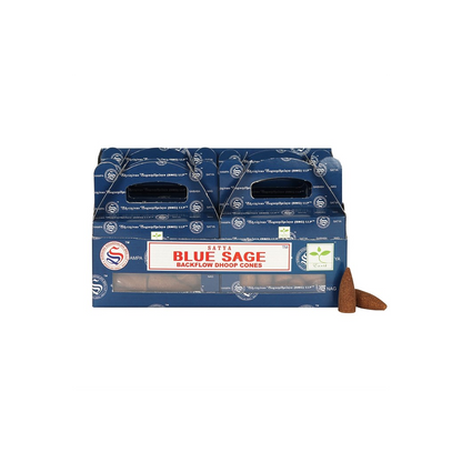 Satya Blue Sage Backflow Incense Cones - Set of 6 packs