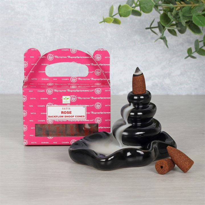 Satya Rose Backflow Incense Cones - Set of 6 Packets