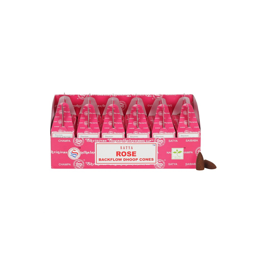 Satya Rose Backflow Incense Cones - Set of 6 Packets
